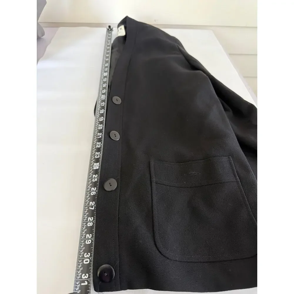 Vintage Jaeger Black Wool Crepe Blazer Jacket Minimalist Modernist Dark Academia